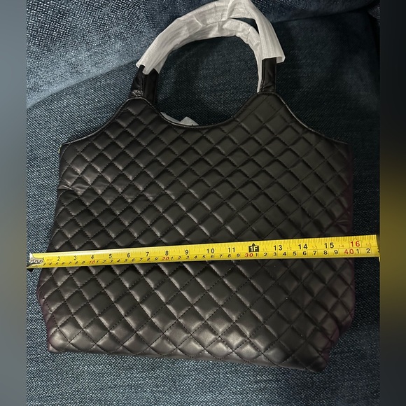 Black Quilted Tote Bag - Picture 3 of 5